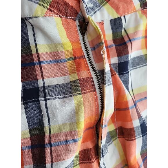 One Tough Brand OTB Shorts Mens Size 40 Orange Blue Plaid Golf Outdoor Cargo - Picture 3 of 9